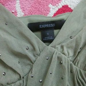 EXPRESS olive tank with fierce black diamonds